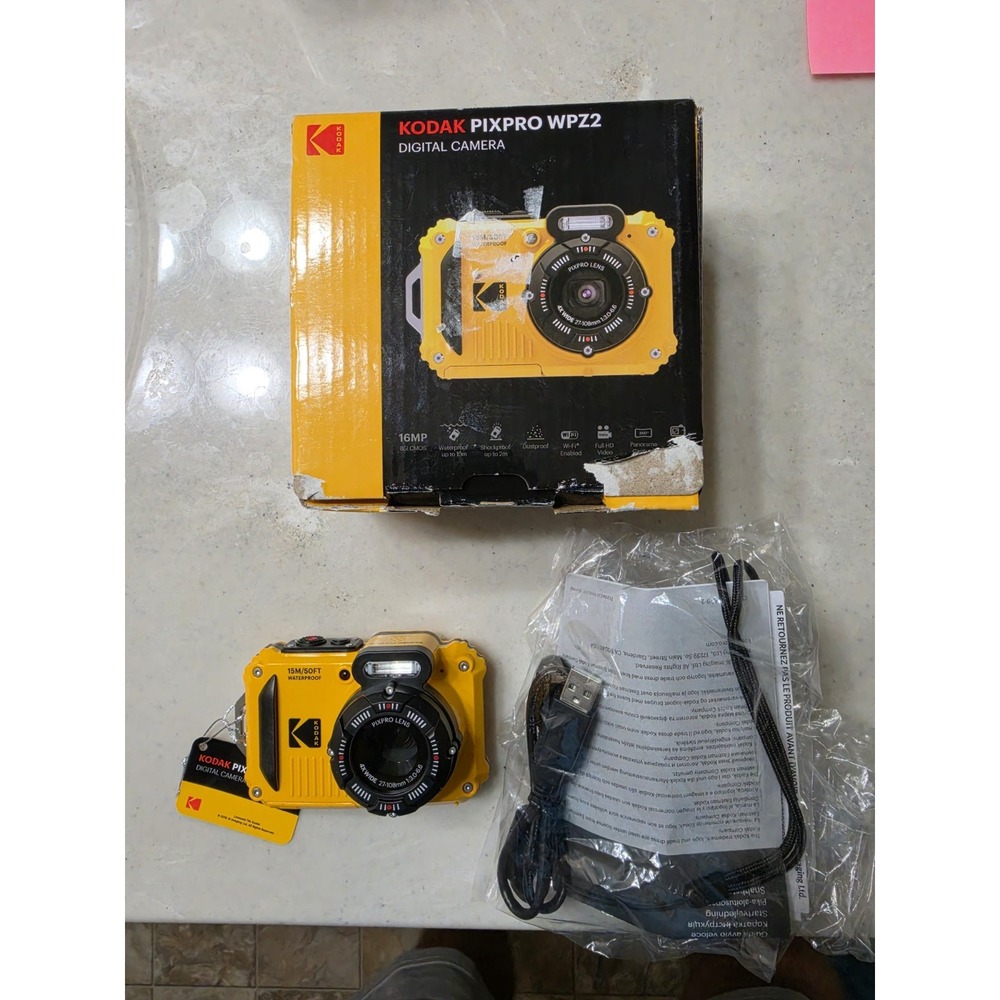 Kodak PIXPRO WPZ2 Waterproof Digital Camera 16MP 4x Zoom Yellow Rugged Wi-Fi